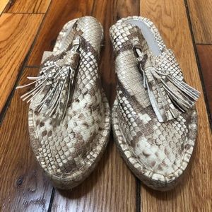 Zara snakeskin tassel slides